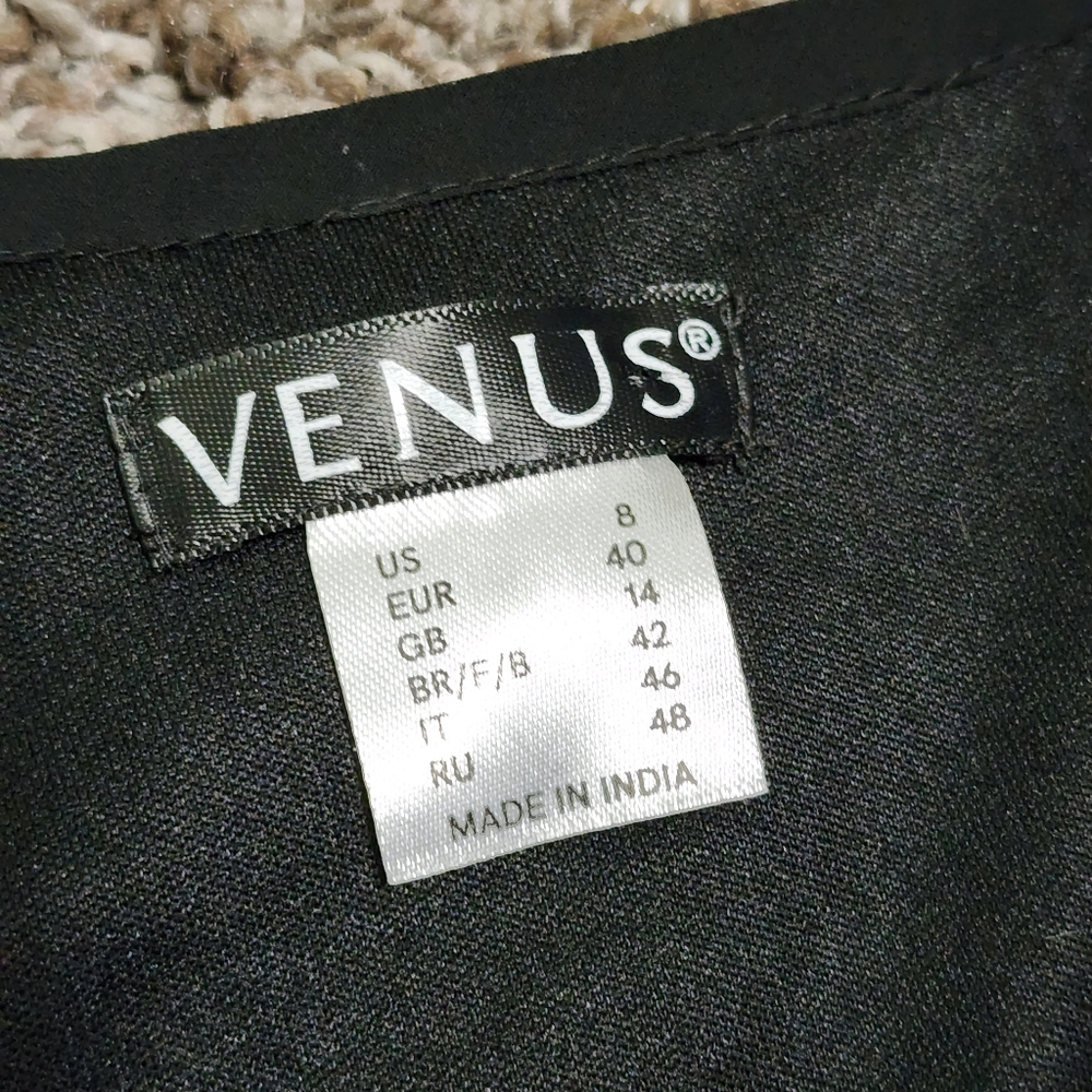 VENUS Black High-Low Cocktail Dress with V-Neck - Picture 6 of 13